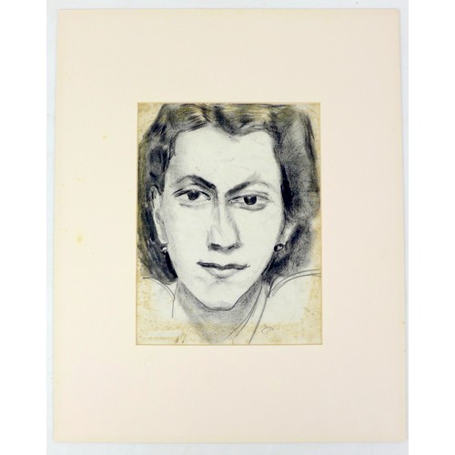14 - Jean Shepeard (British 1904-1989): a charcoal portrait portrait of the actress Dame Peggy Ashcroft (... 
