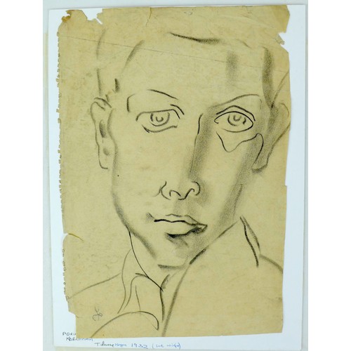 21 - Jean Shepeard (British, 1904-1989): a charcoal portrait of actor Clive Brook (1887-1974), signed wit... 