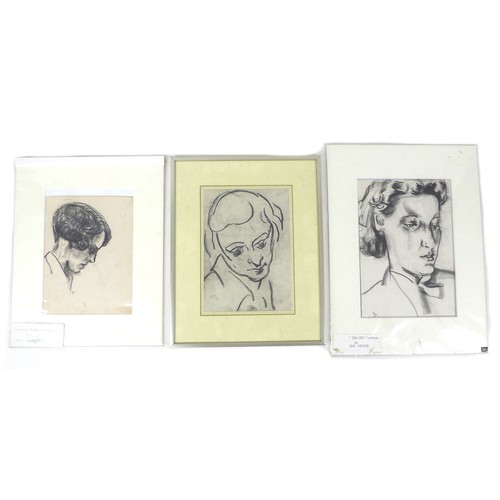 28 - Jean Shepeard (British, 1904-1989): three charcoal portraits of early 20th century actresses, all si... 