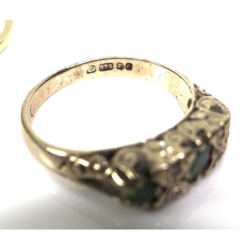 312 - A group of five gold rings, comprising an 18ct gold bi-colour solitaire ring with a brilliant cut di... 