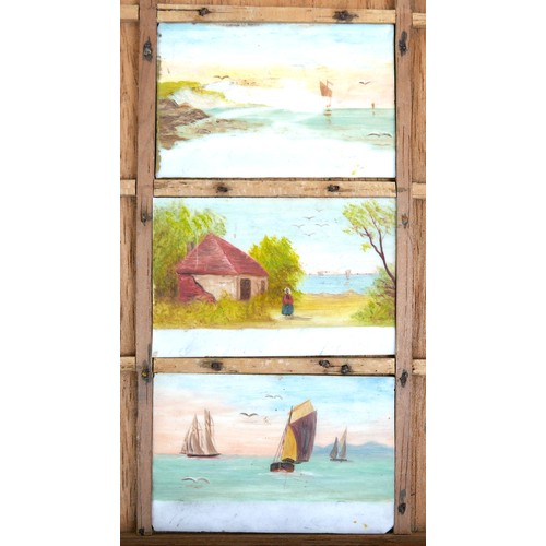 31 - A set of eleven small painted porcelain plaques, early 20th century, each painted with seascapes and... 