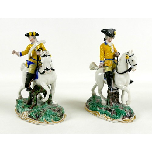 42 - A pair Porzellan Manufaktur Frankenthal porcelain figure groups, mid 20th century, each modelled as ... 