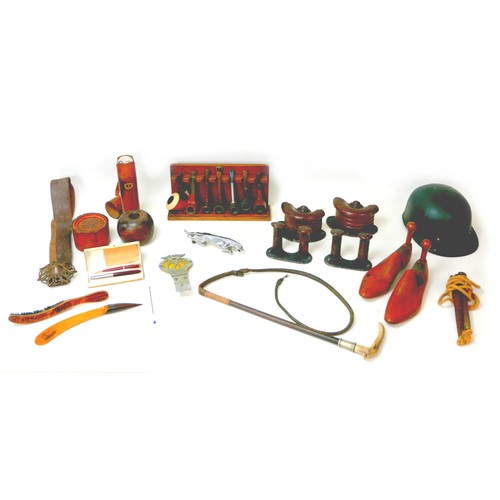 56 - A collection of seven vintage pipes, including one with a silver collar, a vintage Jaguar mascot, an... 