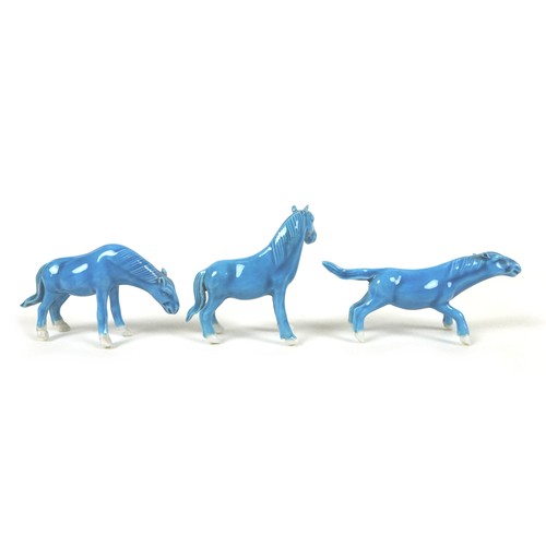 8 - A group of seven small Chinese bronze horses, together with three similar turquoise glazed horses, i... 