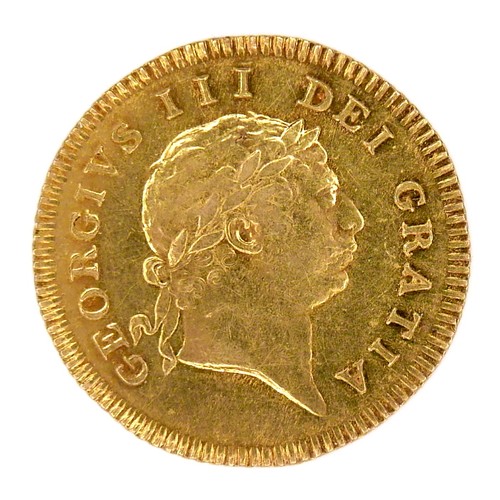 76 - A George III gold half-guinea, 1804, obverse with seventh laureate head right, inscribed GEORGIVS II... 