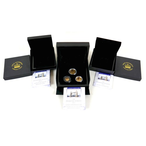 75 - A Diamond Jubilee Sovereign set by the London Mint Office, comprising a 2012 sovereign, a 2012 half ... 