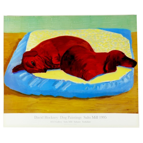 23 - After David Hockney (British, b. 1937): a promotional exhibition poster, 'David Hockney Dog Painting... 