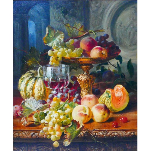 111 - Jenny Augustine Reys-Allais (French, b. 1798): still life with fruit and wine glass, signed with mon... 