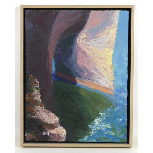99 - Diane Burko (American, b. 1945: 'Falaise II', depicting a rocky coastal view with rock arch, inscrib... 