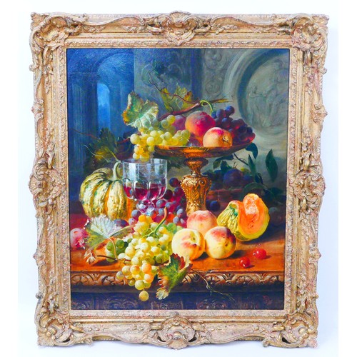 227 - Jenny Augustine Reys-Allais (French, b. 1798): still life with fruit and wine glass, signed with mon... 