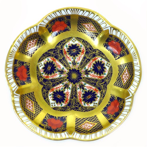 53 - A set of four Royal Crown Derby Imari dishes, 1128, with scalloped edges and richly gilded, 11 by 11... 
