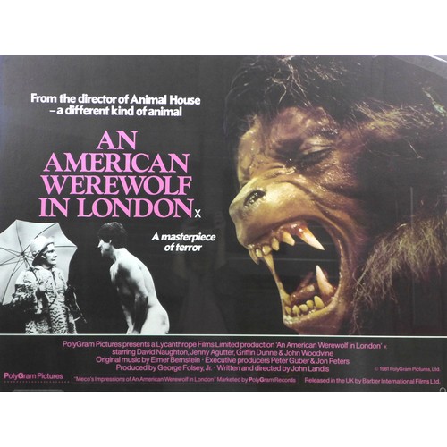 162 - An American Werewolf in London (1981) film poster, 80.5 by 105.5, framed and glazed, 88.5 by 114cm t... 