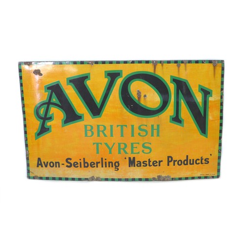 163 - A large early 20th century Avon British tyres enamel advertisement sign, by Imperial Enamel Co. Birm... 