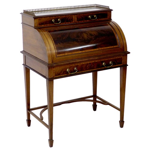 277 - An Edwardian Maple & Co mahogany lady’s writing desk, crossbanded, inlaid with ebony and satinwood, ... 