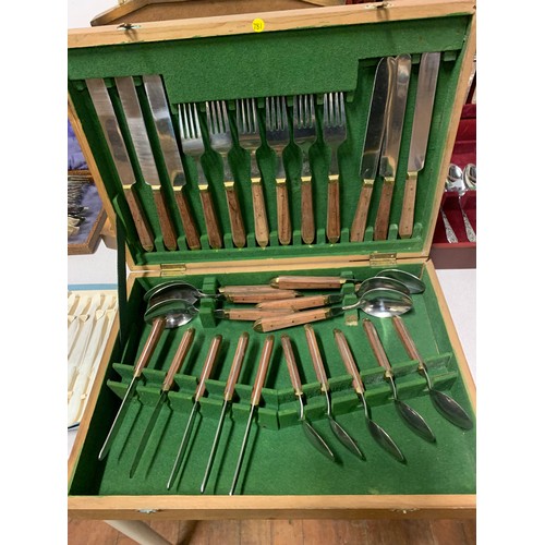 12 - Large collection of vintage cutlery sets in fitted cases to include Viners etc.