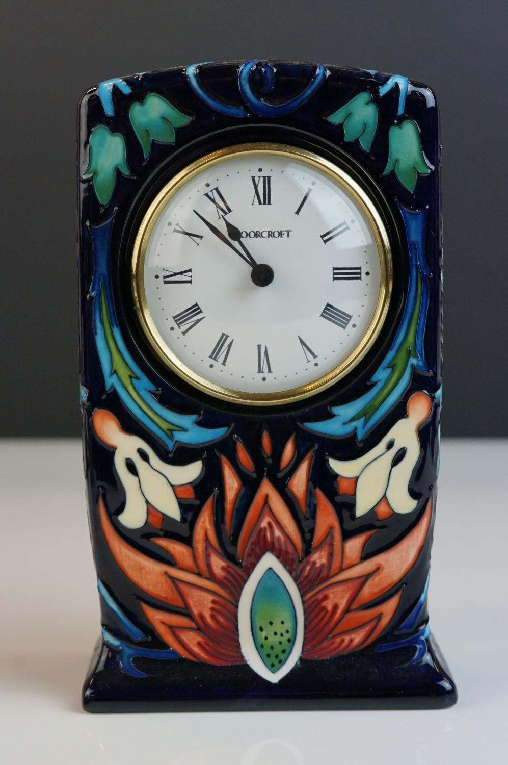 Moorcroft Mantle Clock, impressed marks to base and also marked Trial