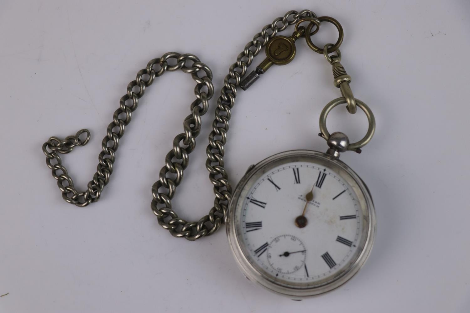 A fully hallmarked sterling silver cased pocket watch with Birmingham ...