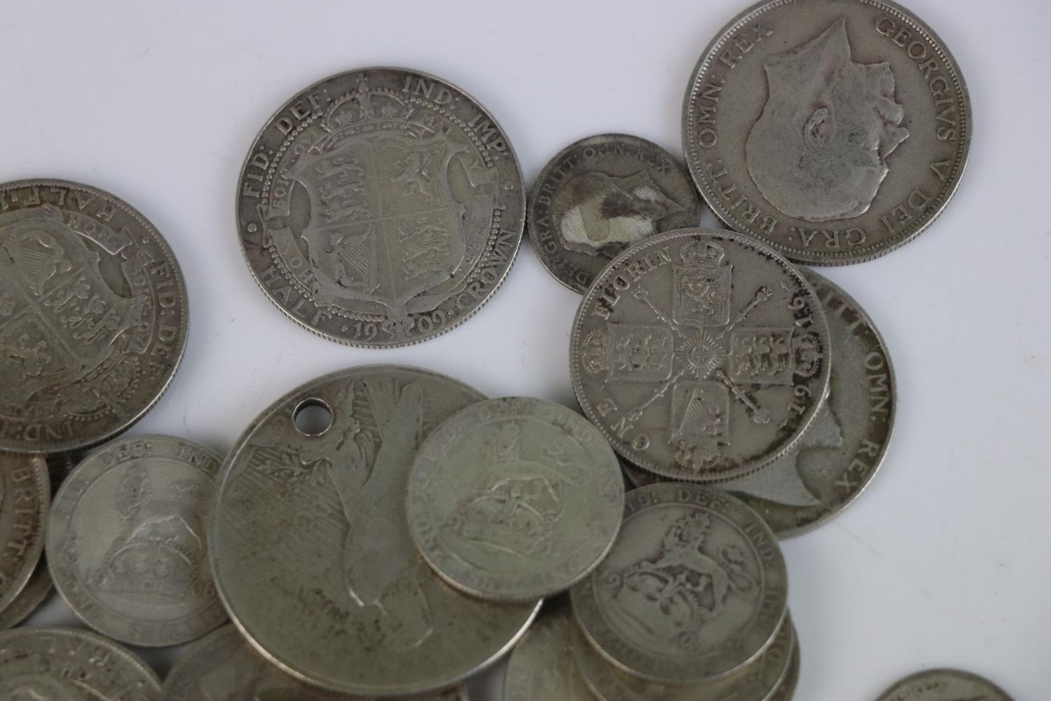 A Collection Of Mainly British Pre-decimal Silver Coins To Include King ...