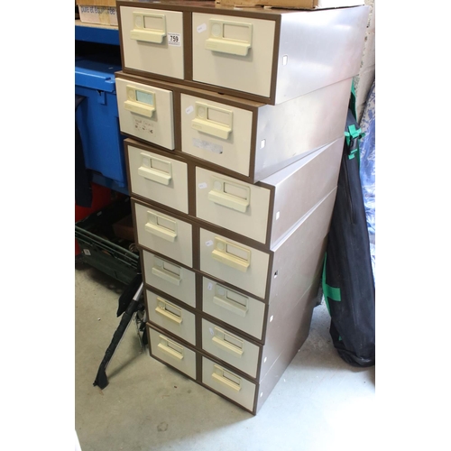 Stack of Seven Bisley Twin Drawer Filing each unit... Barnebys