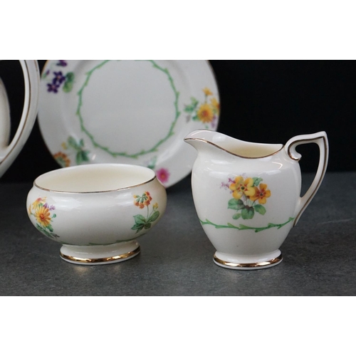 45 - Royal Doulton ' Wild Flowers ' pattern Coffee Set for Two comprising Coffee Pot, Cream, Sugar Bowl, ... 