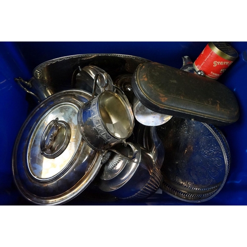 60 - Mixed lot of Silver Plate including Three Piece Tea Service comprising Teapot, Milk and Sugar, Benet... 