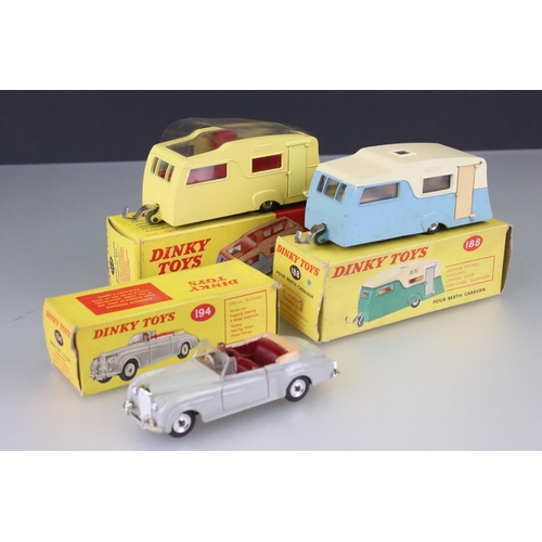 1097 - Three boxed Dinky diecast models to include 188 Four Berth Caravan in cream/pale blue, 117 Four Bert... 