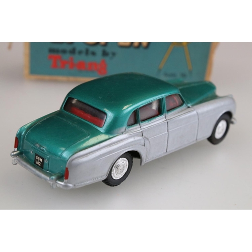 1012 - Three boxed Triang Spot On diecast models to include 104 MR 'A'' in turquoise, Bentley Saloon in two... 