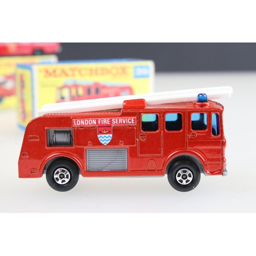 1048 - Five boxed Matchbox Series emergency service diecast models to include 54 Cadillac Ambulance, 59 Fir... 