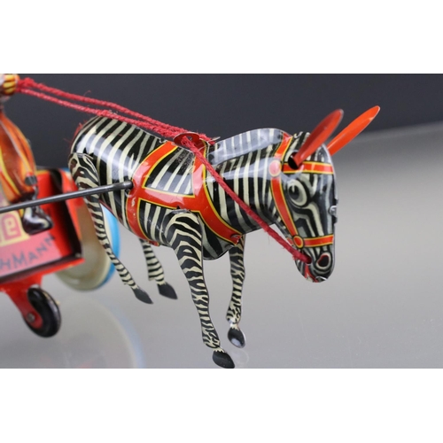 178 - Boxed Galop DGM N852 tin plate Cowboy Riding Zebra clockwork mode, with key, vg-ex condition with bo... 
