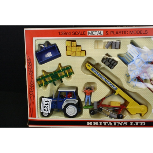 1122 - Boxed Britains 1/32 9590 Farm Tractor and Implements Set, complete and excellent with some box wear