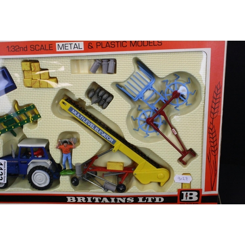 1122 - Boxed Britains 1/32 9590 Farm Tractor and Implements Set, complete and excellent with some box wear