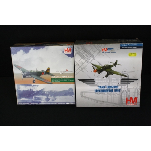1175 - Seven boxed 1/72 diecast model planes to include 2 x SkyMax Models (SM5006 & SM5001), HM HA0110 JU-8... 