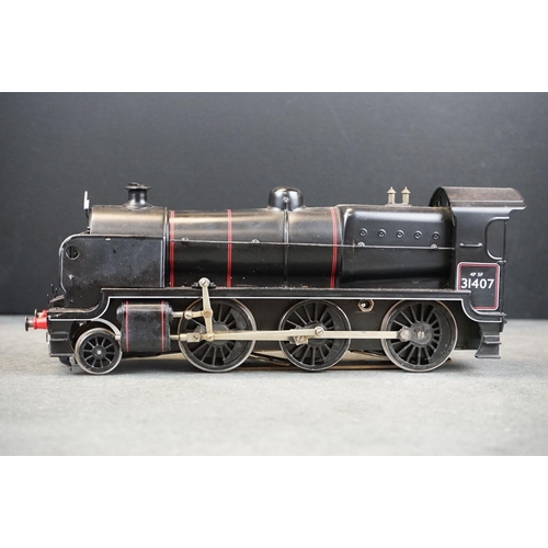 11 - Bassett Lowke O gauge 2-6-0 31407 4P SF locomotive with tender in black livery, vg
