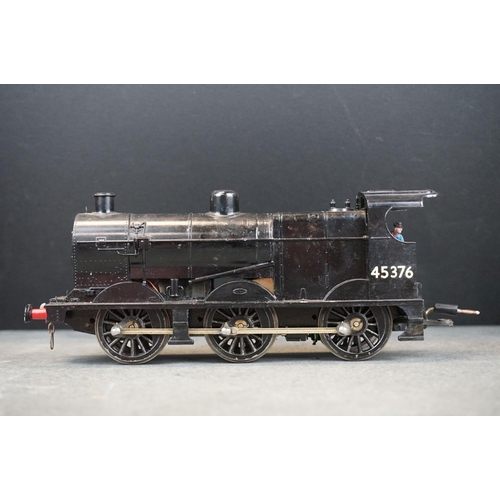 20 - Kit built O gauge 0-6-0 45376 BR locomotive with tender in black livery, plastic & metal, unmarked, ... 