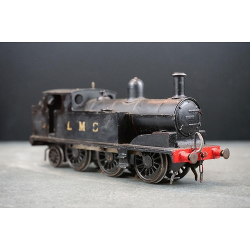 21 - Two Kit built O gauge LMS 0-6-2 locomotives in black livery, metal constructions, unmarked, both sho... 