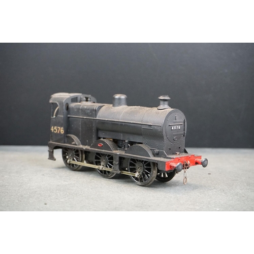 5 - Kit built O gauge 0-6-0 LMS 4576 locomotive with tender in black livery, plastic & metal, unmarked, ... 