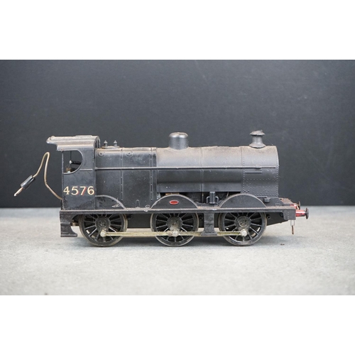 5 - Kit built O gauge 0-6-0 LMS 4576 locomotive with tender in black livery, plastic & metal, unmarked, ... 