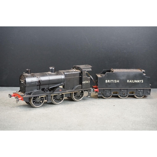 6 - Kit built O gauge 0-6-0 BR 44563 locomotive & tender in black livery, plastic & metal construction, ... 