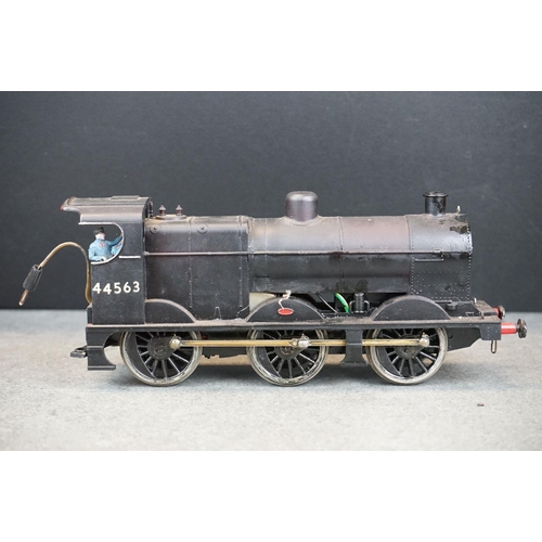 6 - Kit built O gauge 0-6-0 BR 44563 locomotive & tender in black livery, plastic & metal construction, ... 