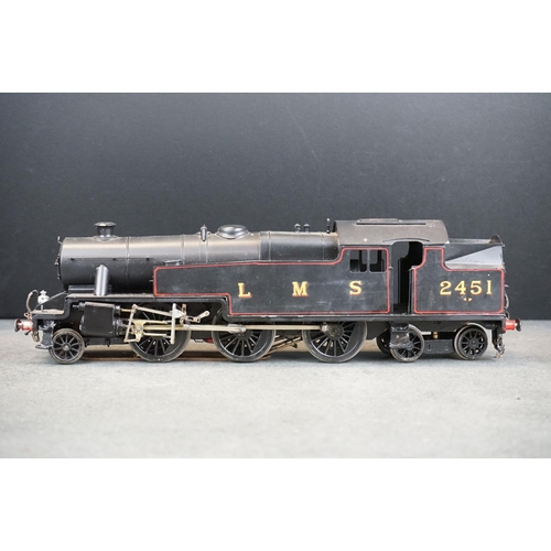 9 - Kit built O gauge LMS 2451 2-6-4 locomotive in black livery, metal & plastic, unmarked, showing some... 