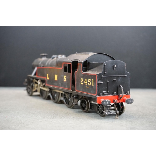 9 - Kit built O gauge LMS 2451 2-6-4 locomotive in black livery, metal & plastic, unmarked, showing some... 