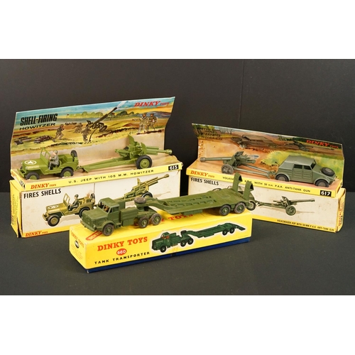1266 - Three boxed Dinky diecast models & sets to include 660 Tank Transporter, 617 Volkswagen KDF with 50m... 