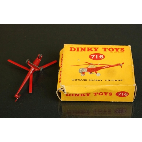 1404 - Seven boxed Dinky diecast model planes to include 715 Bristol 173 Helicopter (propellers loose), 736... 