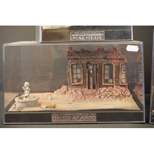 230 - Cased Forces of Valor Tank diorama of The Last Stand at Caen Normandy 1944 (case scratched and damag... 