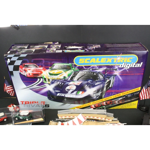 1245 - Quantity of Scalextric and slot car items to include 2 x Ninco Mini slot cars incorrectly cased, box... 