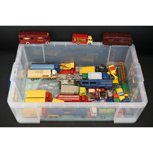 1343 - Collection of around 30 mid 20th C onwards play worn diecast commercial models to include Dinky and ... 