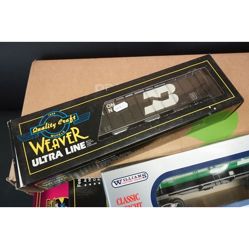 43 - 13 Boxed O gauge items of rolling stock to include 2 x MTH Electric Trains LMS Passenger Car, 6 x We... 