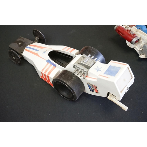 469 - Collection of 3 x Ideal Evel Knievel stunt toys to include Funny Car, Super Jet Cycle and Dragster, ... 