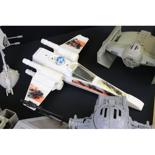 595 - Star Wars - Six original vehicles to include Darth Vaders Tie Fighter, Lukes Battle Damaged X-Wing, ... 