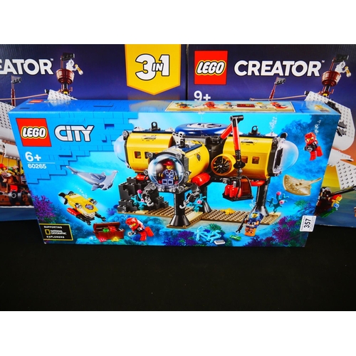 357 - Lego - Three boxed sets to include 2 x Creator 31109 3 in 1 and Lego City 60265 City Ocean Explorati... 